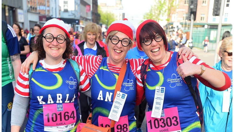 Competitors dress up to raise funds for charities of their choice, Belfast City Marathon, 1 May 2017