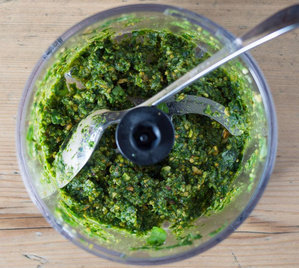 Pesto in a blender