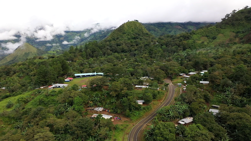 An ariel view of a village in Panama