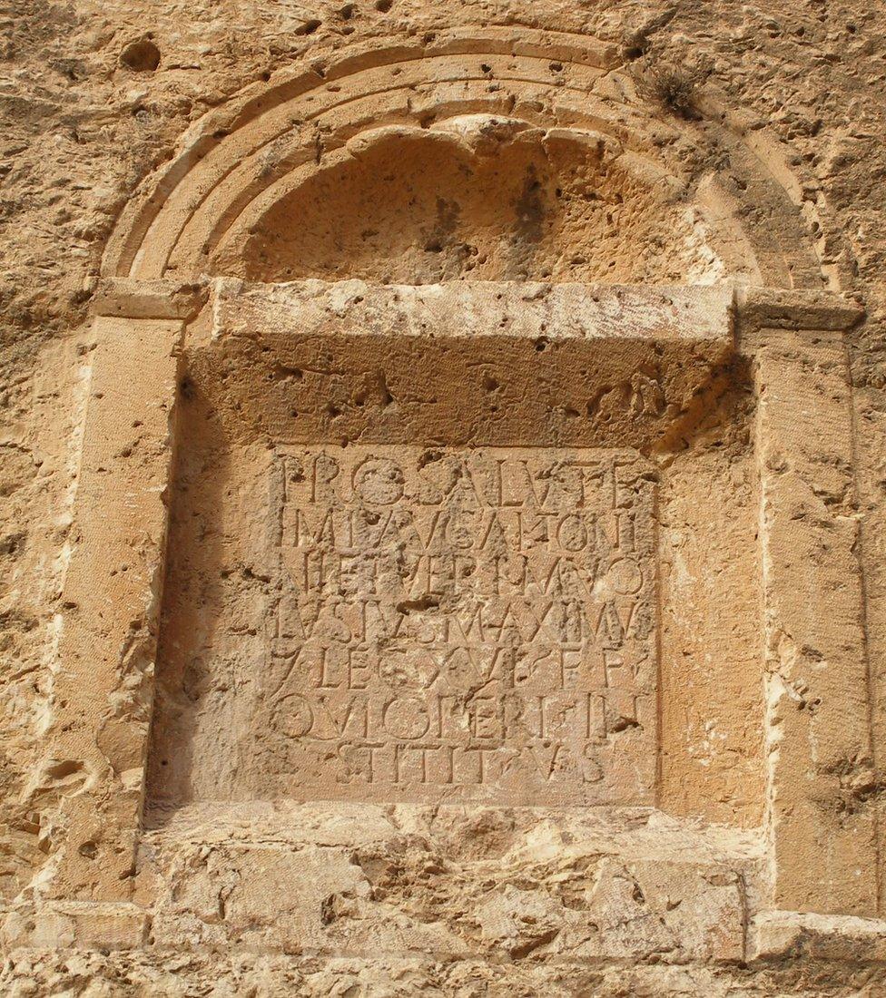 Inscriptions on Roman road above Wadi Barada