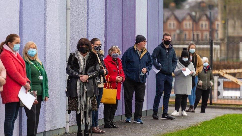 People queuing up to receive a vaccination for Covid-19