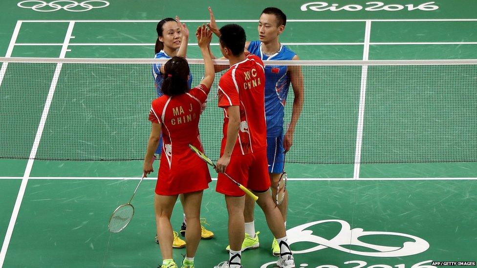 Mixed-doubles badminton players