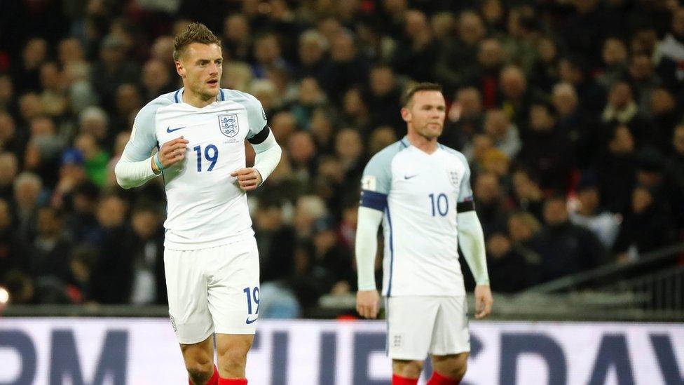 Jamie Vardy and Wayne Rooney