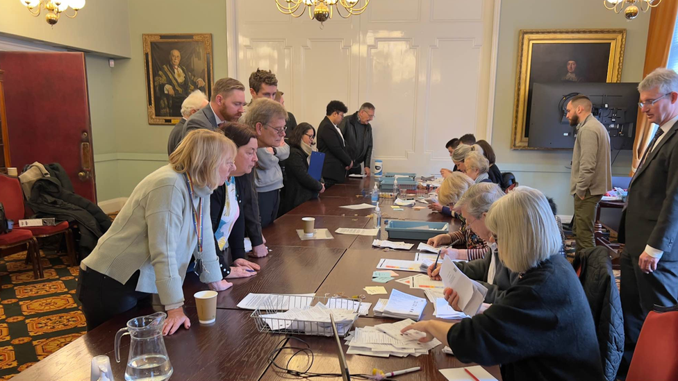 Counting for the by-election for the Highwoods ward in Colchester