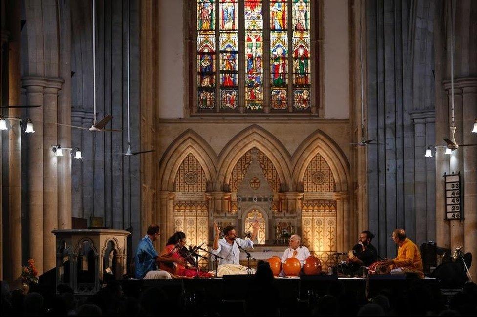 TM Krishna singing in a church