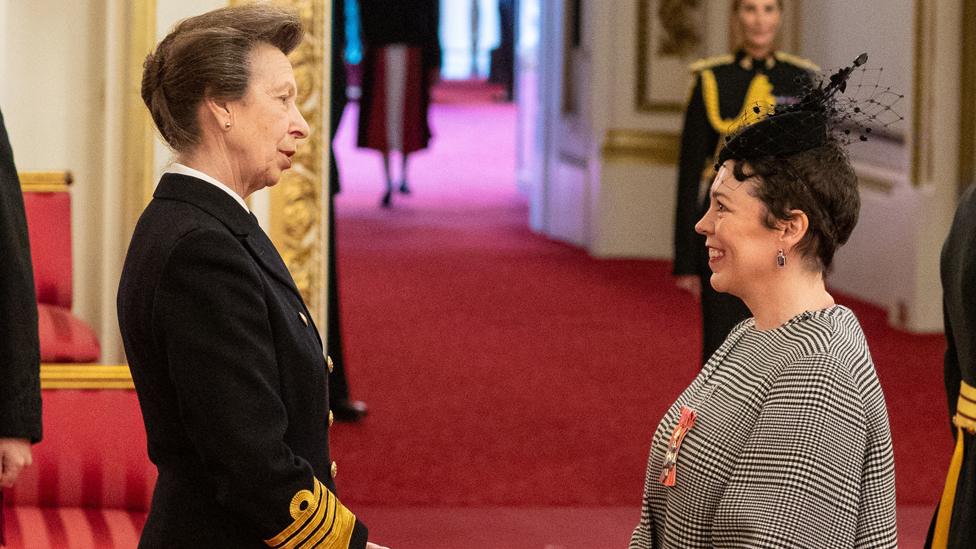 Princess Anne meets Olivia Colman