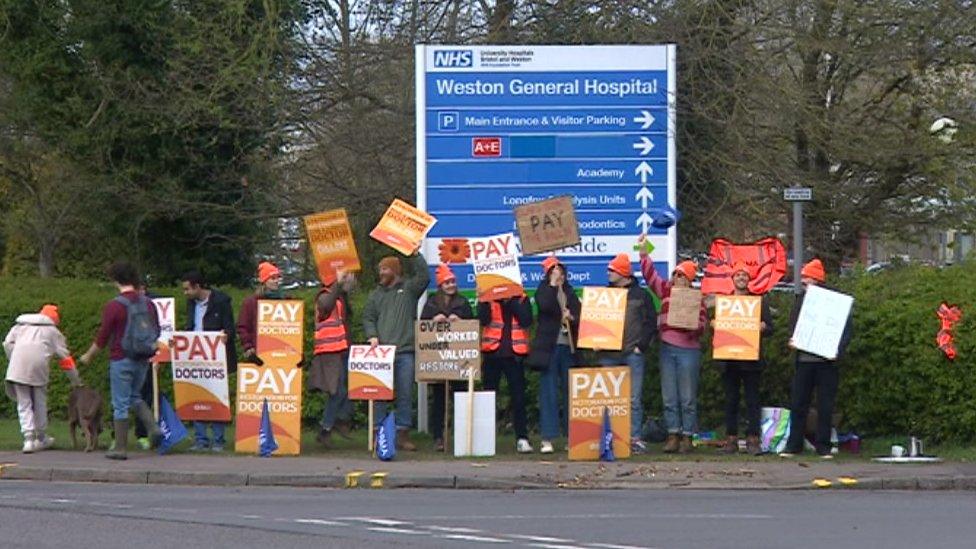 The picket line at Weston General Hospital