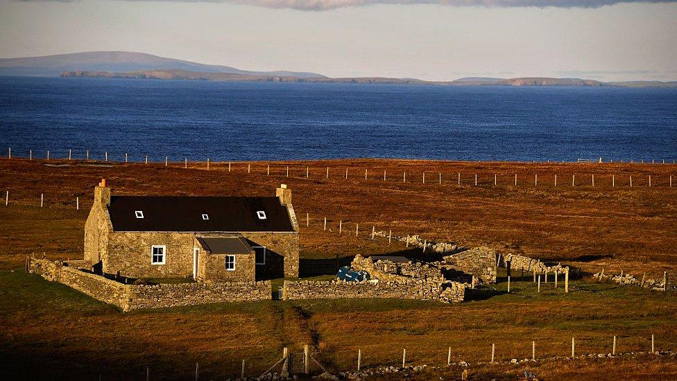 Picture of solitary house on the island of Foula.