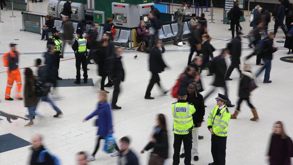 A busy train station