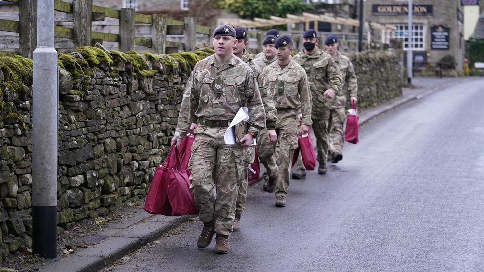 Soldiers in St John's Chapel, Weardale, County Durham