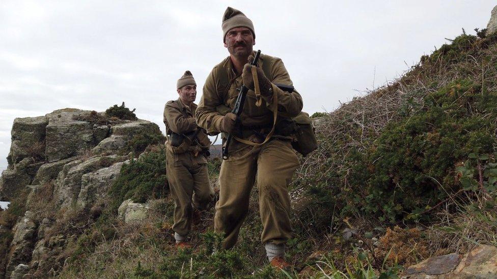 Re-enactors dressed as WW2 British commandos