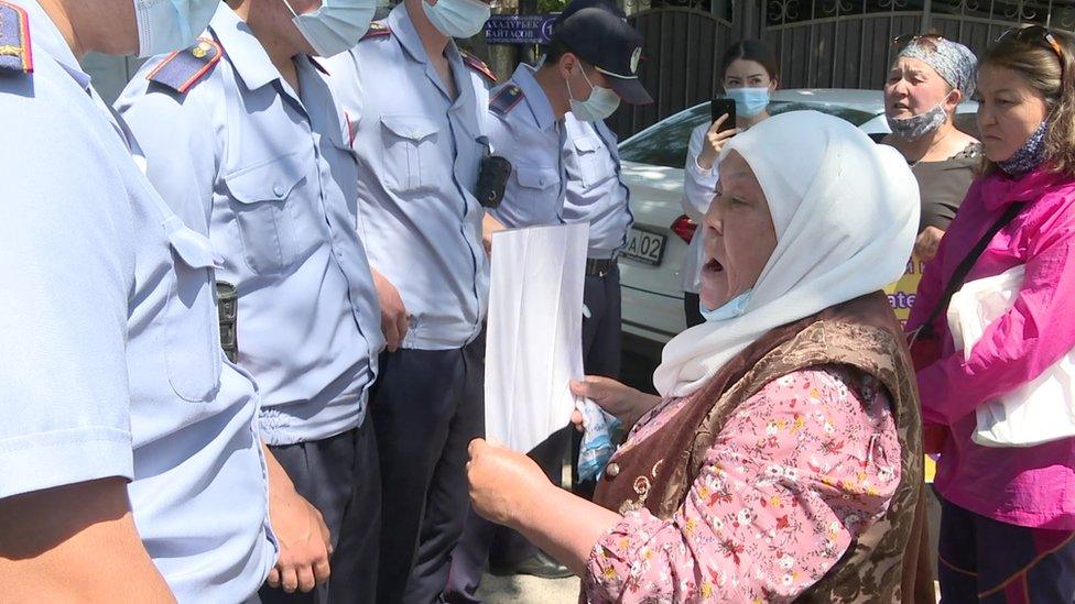 Khalida takes part in a protest