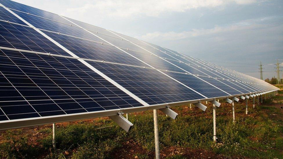 Stock image of a solar farm