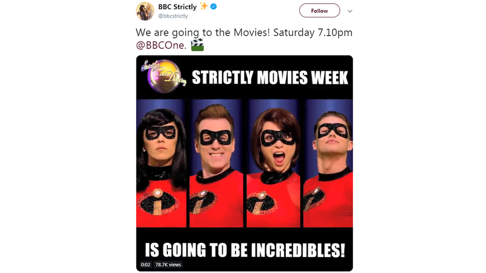 A-tweet-showing-four-professional-dancers-dressed-as-incredibles-characters.