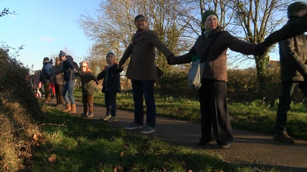 Protesters in Backwell