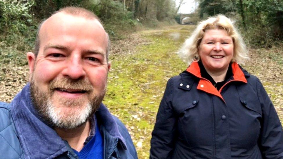 Bristol City councillors Andrew Varney and Jos Clark on the old railway in Brislington