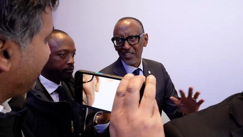 Rwanda's President Kagame speaks to the BBC at Davos