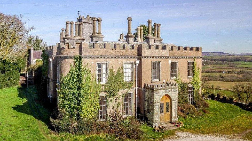 A tudor style manor house with ivy growing up the front