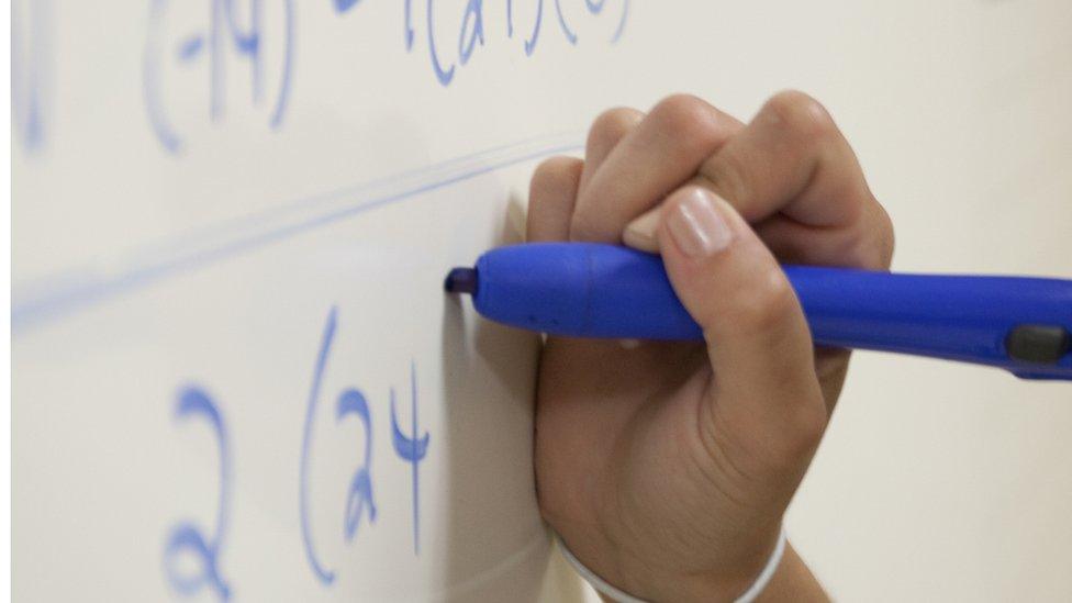 Maths equations on white board