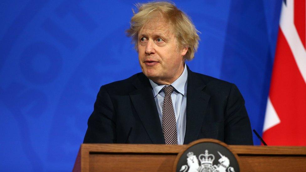 Prime Minister Boris Johnson at a Downing Street briefing