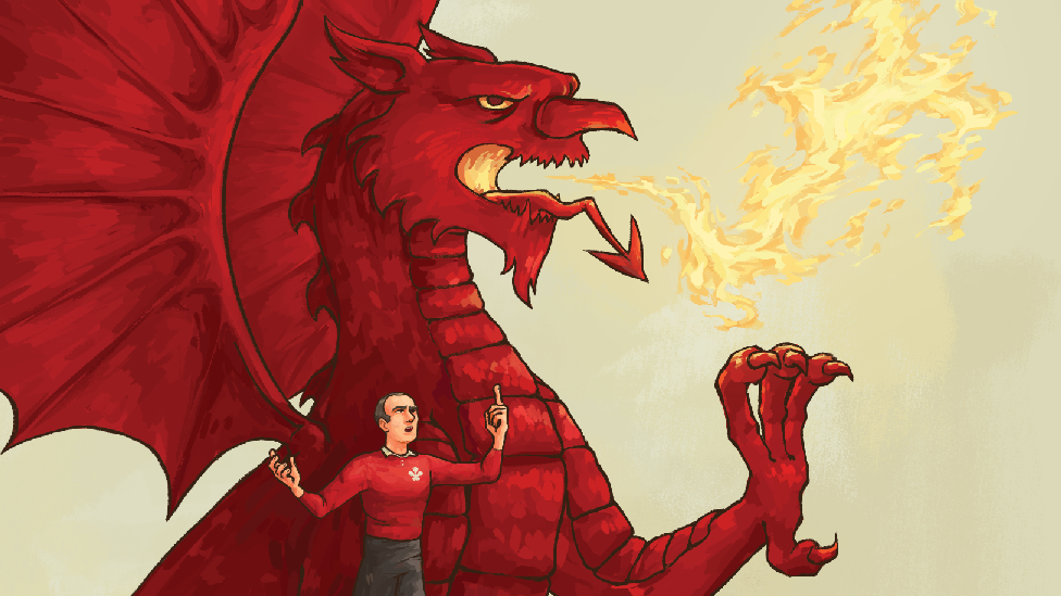 Carys Feehan illustration of the dragon that appears on the Welsh flag