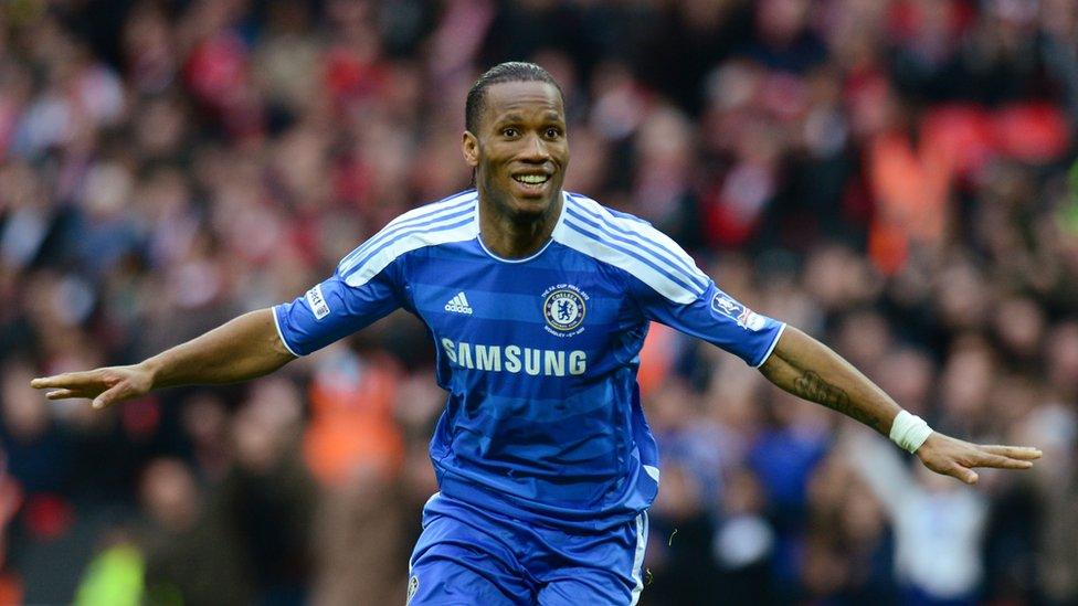 Didier Drogba scoring in the FA cup final in 2012