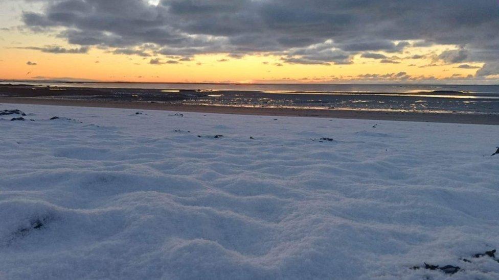 Snow on Ballywalter beach