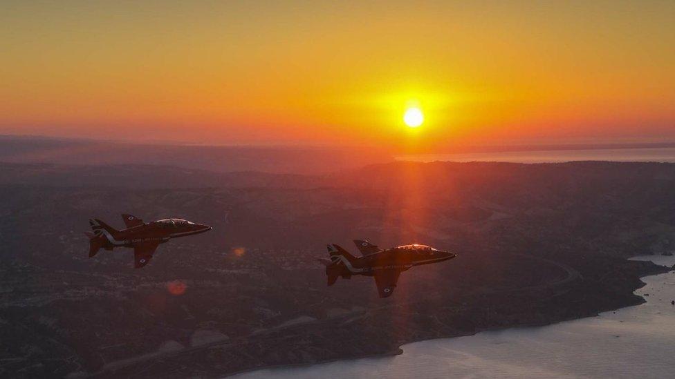 Red Arrows in the Persian Gulf en-route to Oman