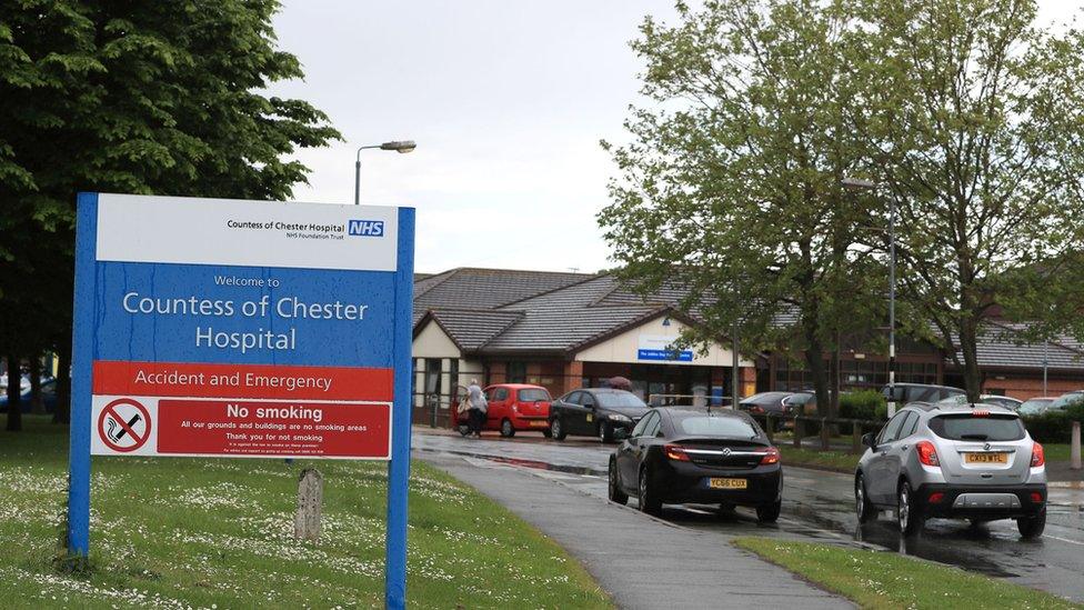 Countess of Chester Hospital with sign