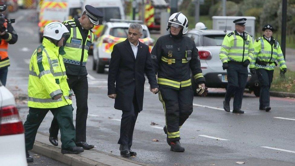 Sadiq Khan with emergency services