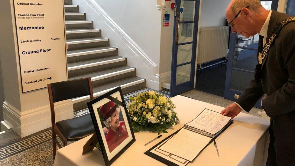 A book of condolence at Ilkley Town Hall