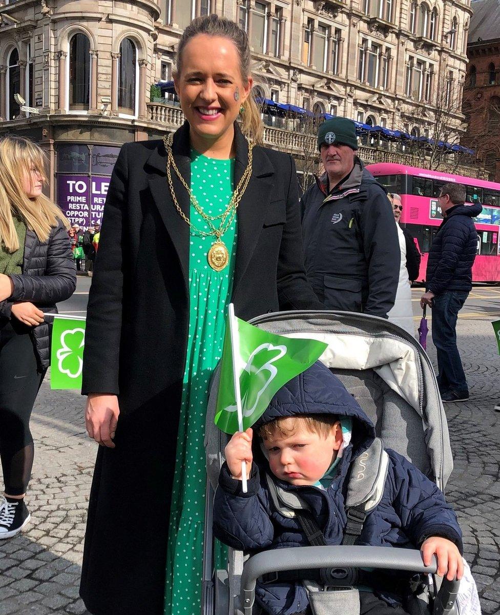 Belfast Lord Mayor Kate Nicholl during Belfast's St Patrick's Day parade 2022