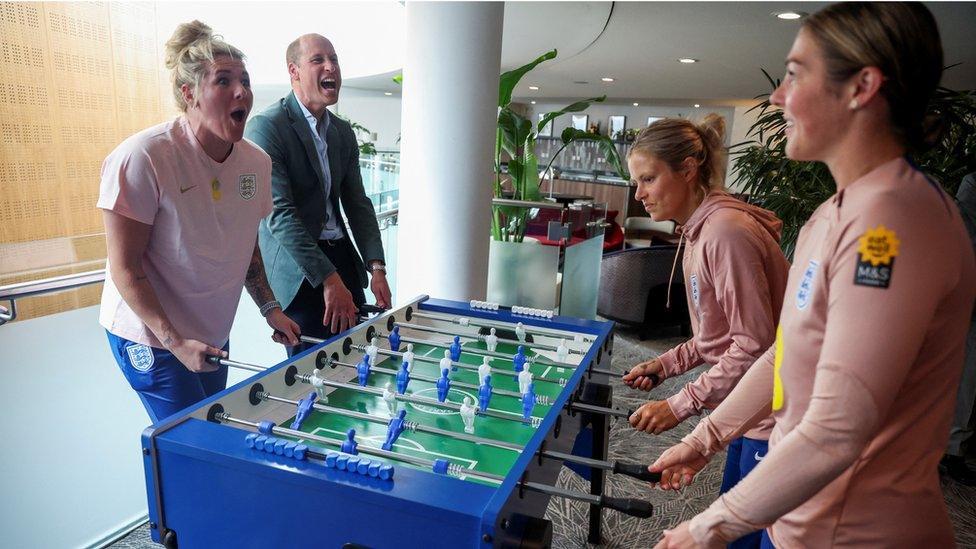 Prince of Wales with members of the England football team