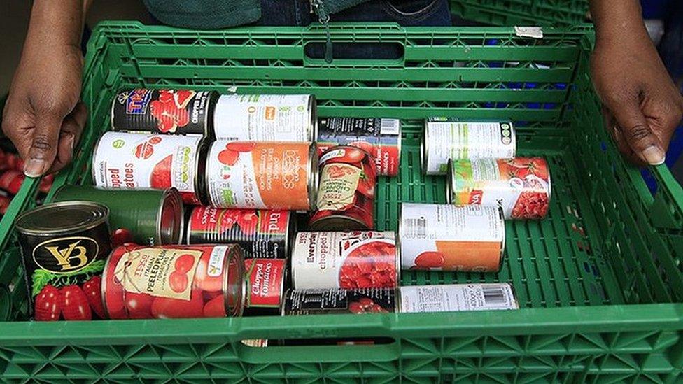 Stocks of food at a foodbank