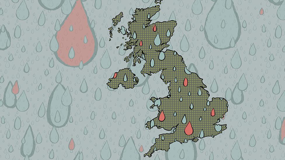 map of UK with spit droplets