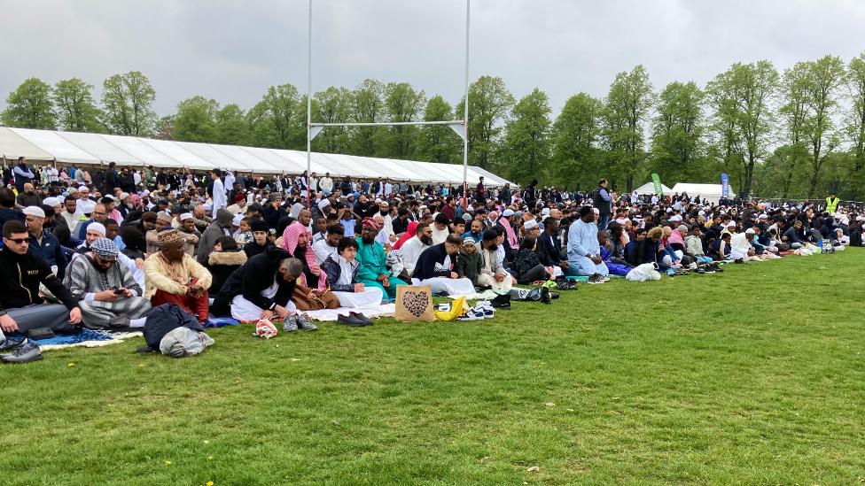 Muslims celebrate Eid al-Fitr in Victoria park, Leicester