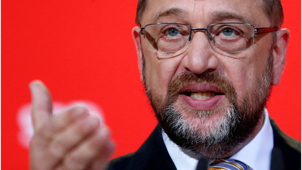 The leader of the German Social Democratic Party (SPD), Martin Schulz, speaks during a press conference in Berlin