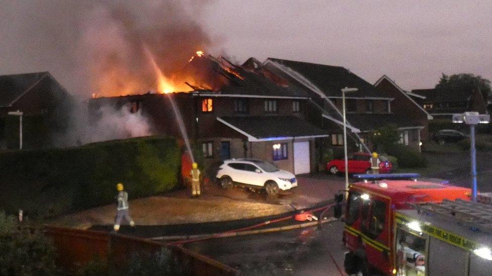 The roof of the house struck by lightning in Mercia Road, Andover