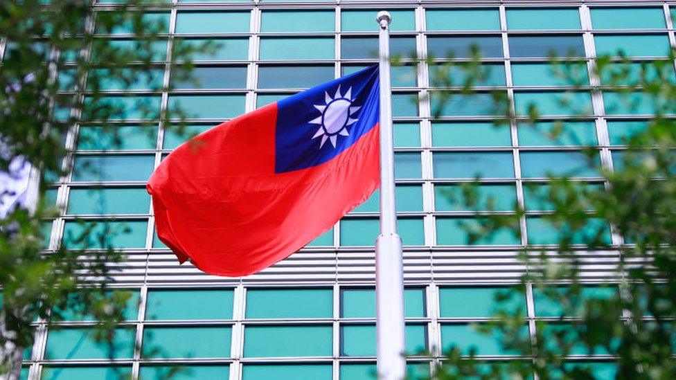 A Taiwan flag in Taipei.