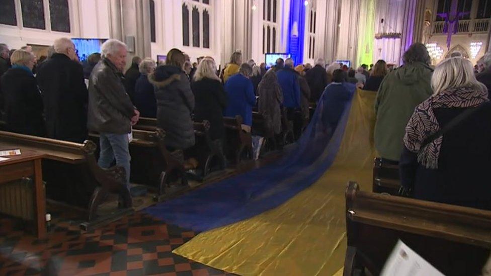 Ukrainian colours at the Cathedral in Bury St Edmunds