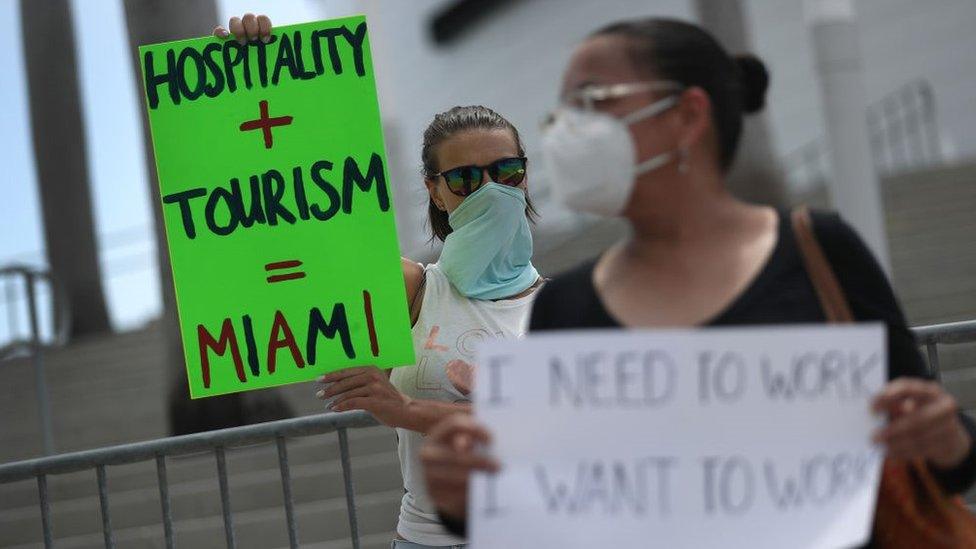 Restaurant owners, workers and supporters gather to protest new measures in Florida