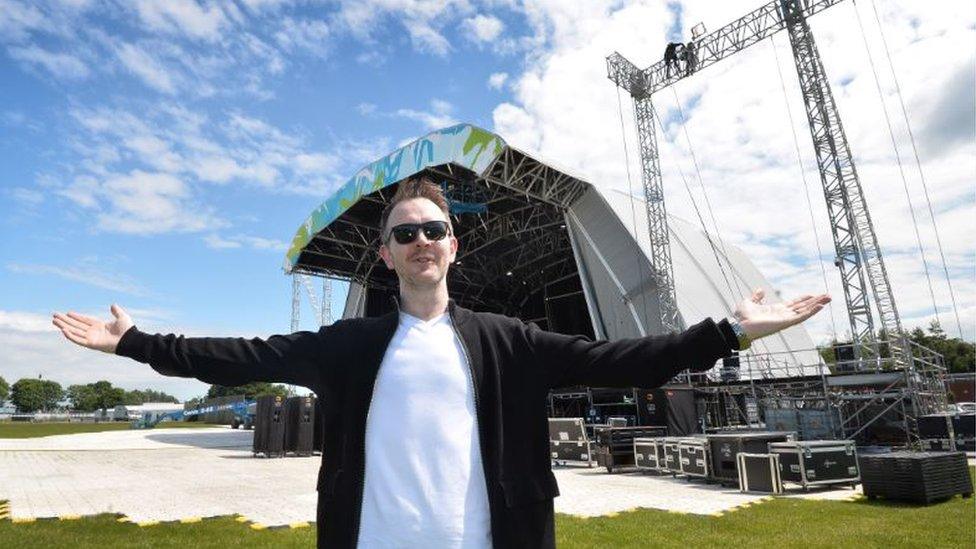 Joe Dougan at preparations for Belsonic 2019