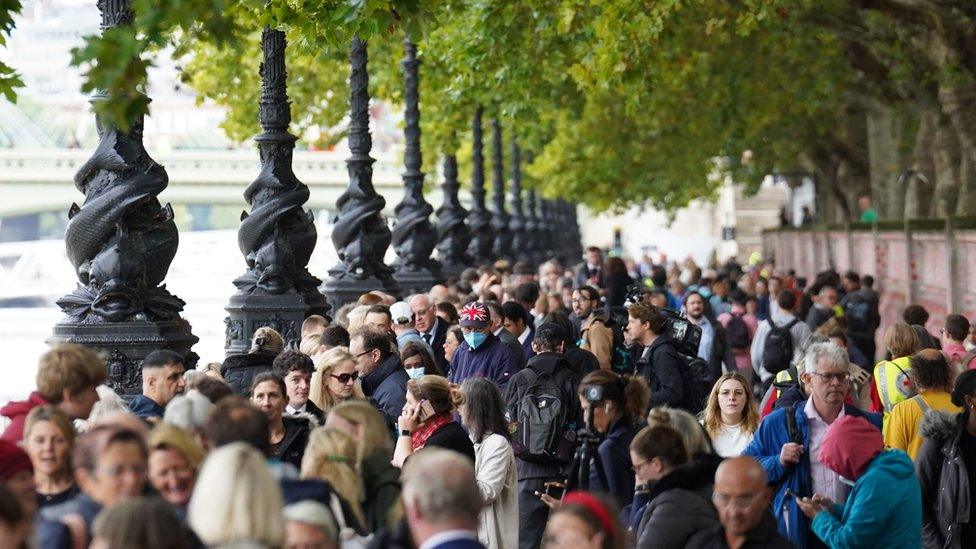 Image of queue along the Thames