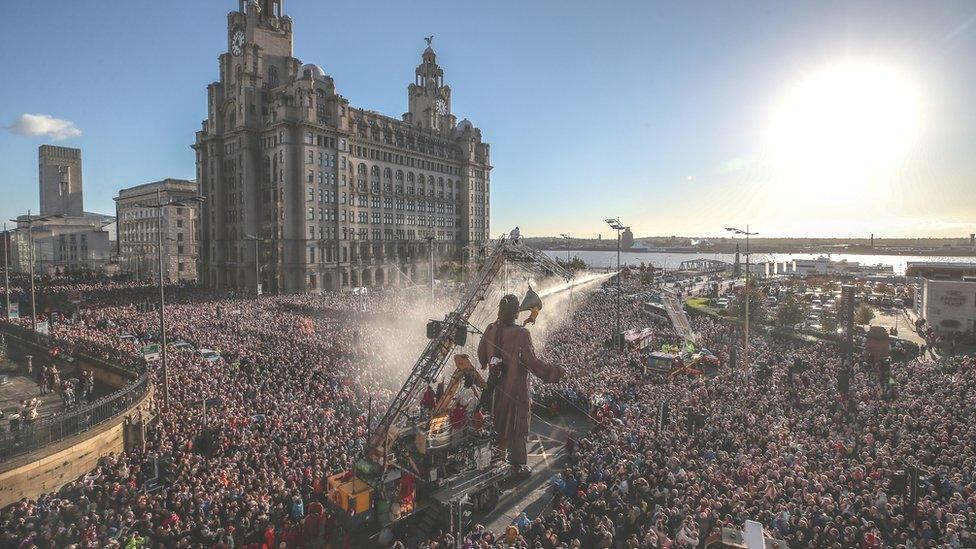 Crowds on Liverpool Waterfront