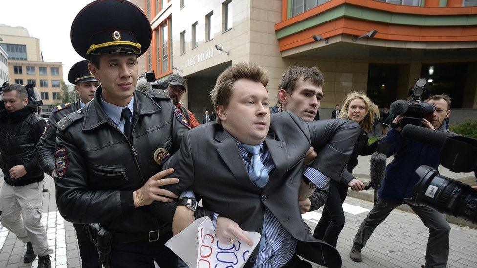 Arrest of Nikolai Alexeyev in Moscow, 25 Sept 2013