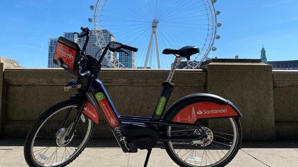 E-bike with the London Eye in the background