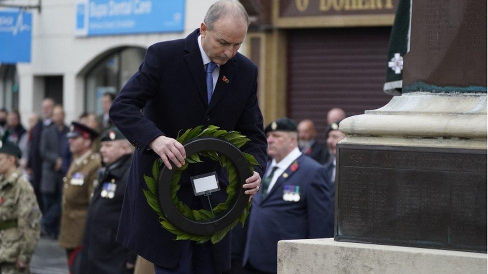 Taoiseach (Irish PM) Micheál Martin attended the Remembrance Sunday commemoration in Enniskillen