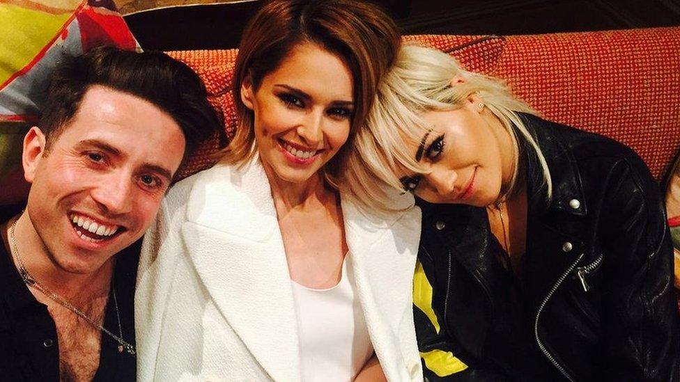 Nick Grimshaw with Cheryl Fernandez-Versini and Rita Ora