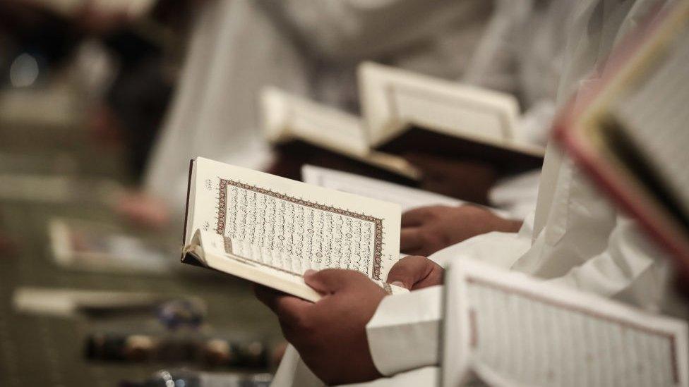 Muslims pray at mosque in Bahrain