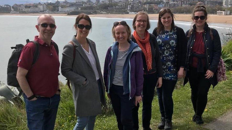 Mr Stone and fellow teachers on a school trip